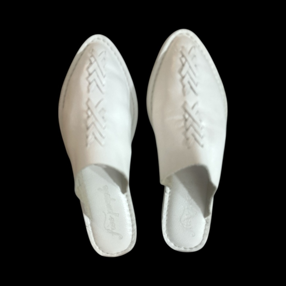 Free People Preppy Flat Women’s Size 7 White Leather Nova Slide Norm-core Mules